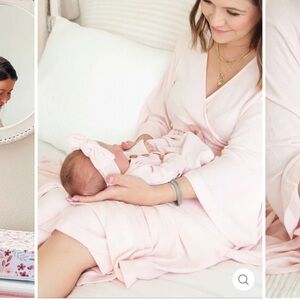 Caden Lane Bamboo Knit Maternity Robe Pearl Pink